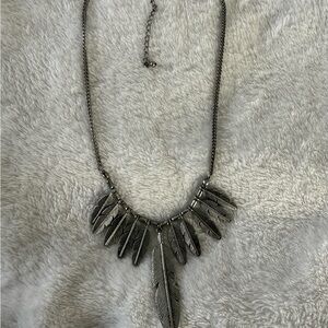 Silver Feather Statement Necklace